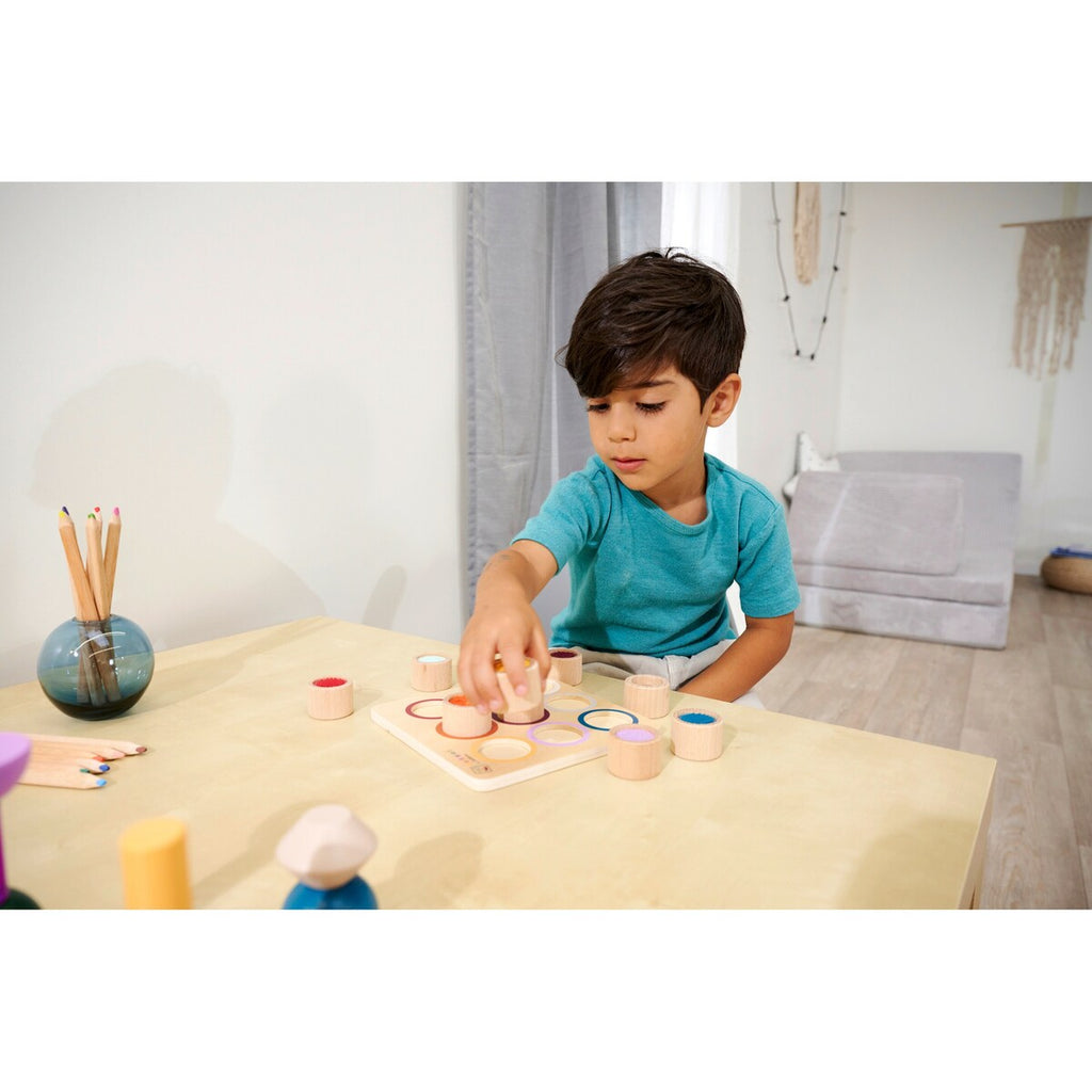 Montessori følebrett med 9 overflater i bøketre bakside