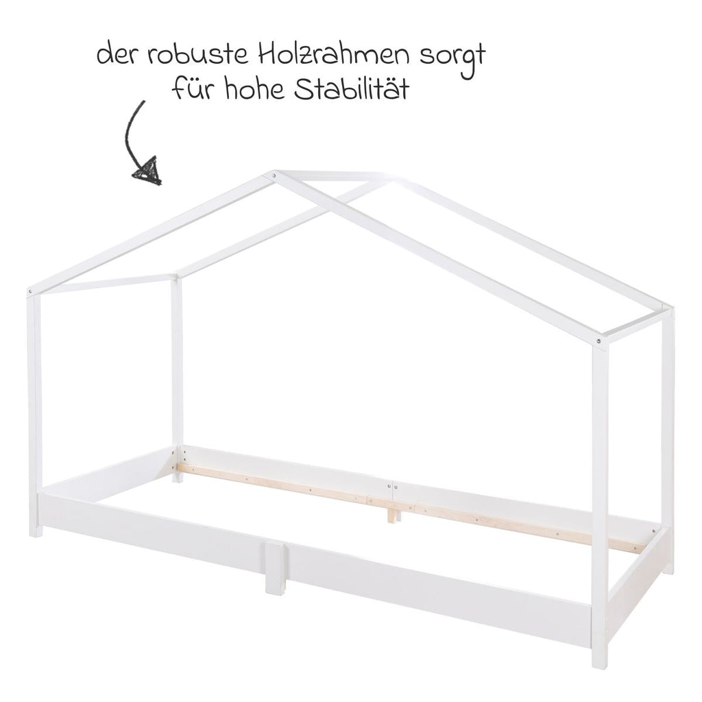 Detalj av massiv treramme på Montessori husseng i gulvhøyde massivt tre fra 12 mnd - Roba
