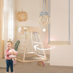 Nærbilde av smiley-frisering på Montessori innendørs klatretårn i tre 127 x 83 cm