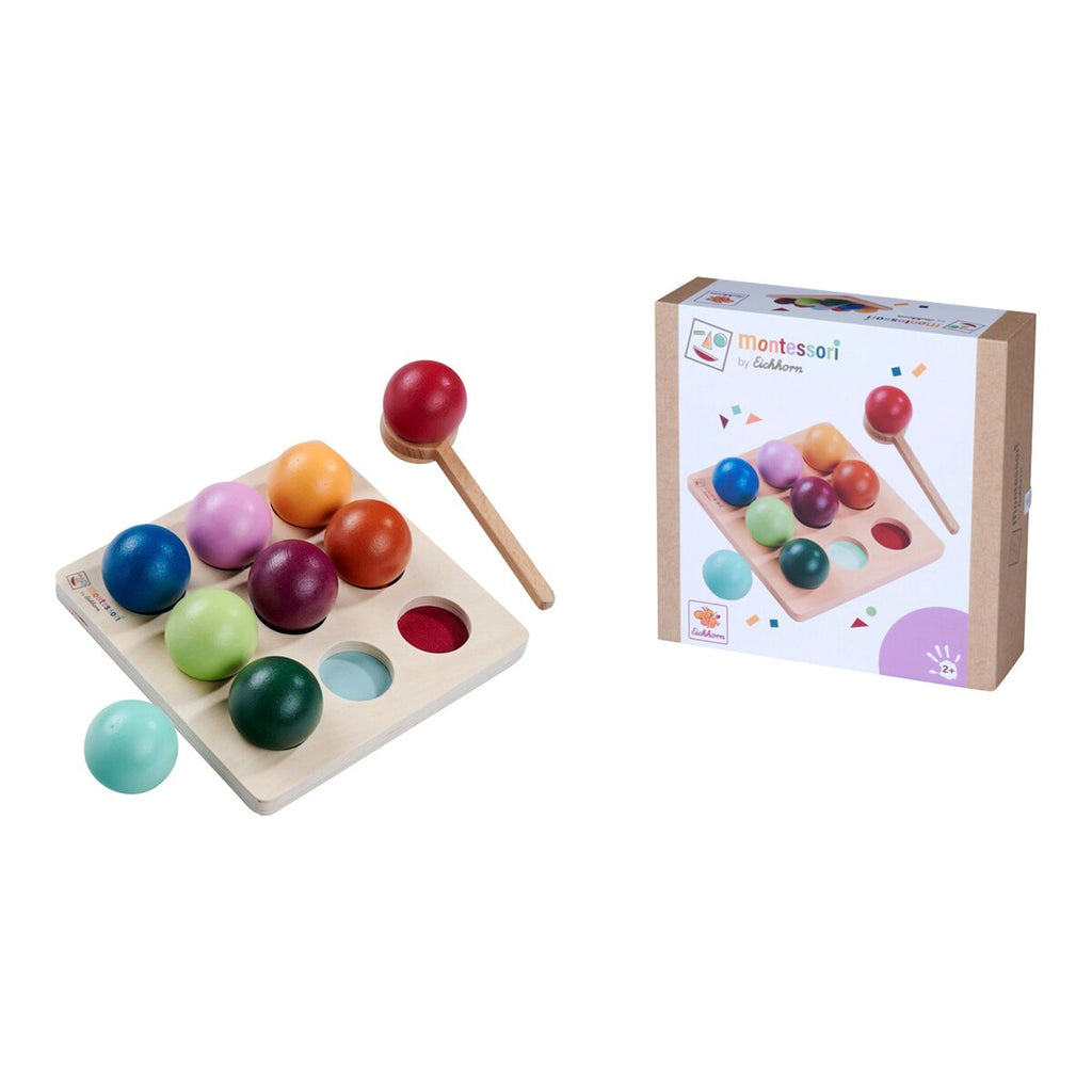 Montessori sorteringskuler i tre 11 deler fra 2 år bakside