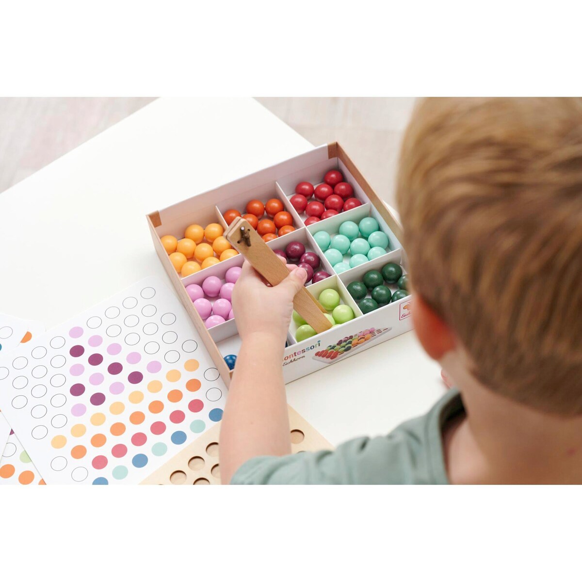 Montessori sorteringsperler i tre 100 deler fra 4 år komplett sett