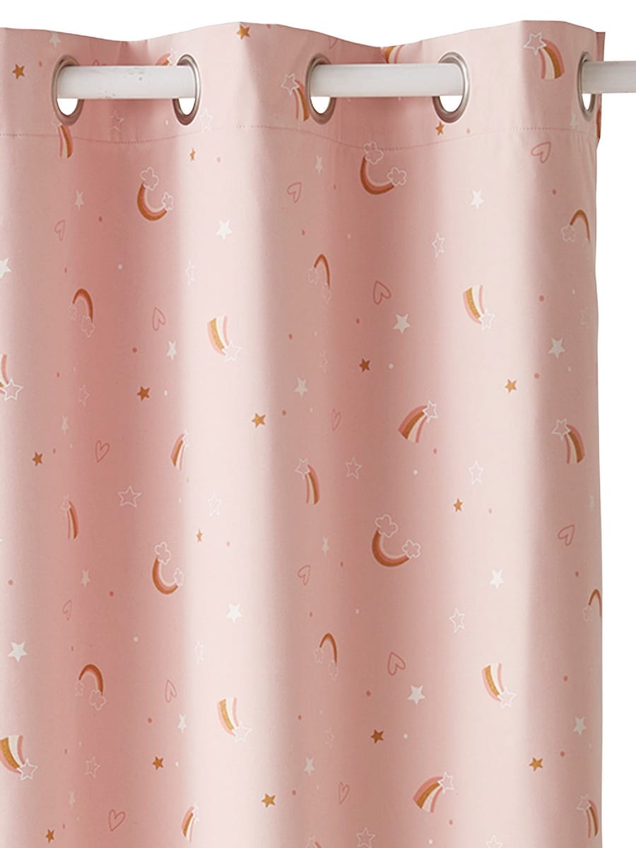 Opphengsdetaljer på mørkleggingsgardin regnbue med selvlysende motiver polyester