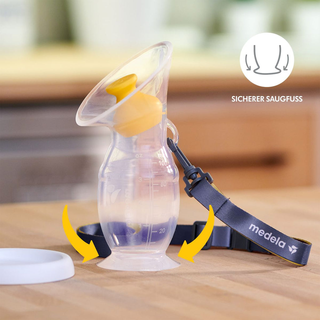 Nærbilde av silikonmateriale på Morsmelkoppsamler i silikon 100 ml, BPA-fri Medela