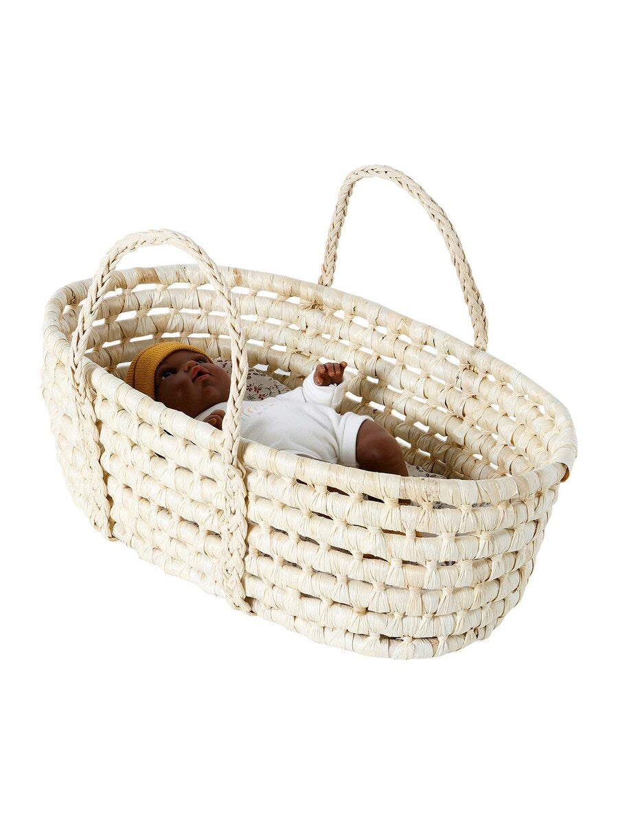 Bakside av Moseskurv for dukker MINI FLORA maisfiber 44 cm