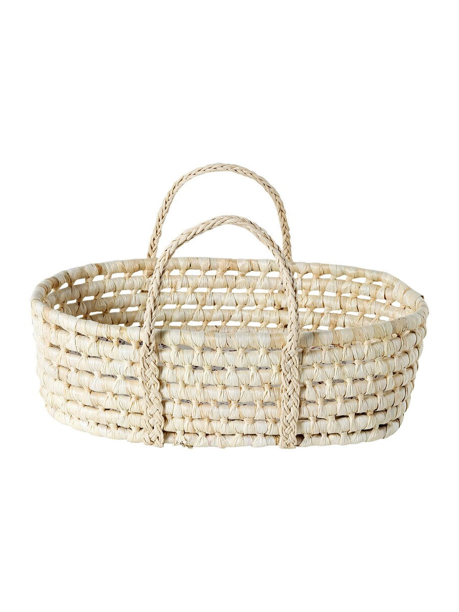 Detalj av flettet maisfiber på Moseskurv for dukker MINI FLORA