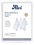 Mullbleier 3-pack økologisk bomull 80x80 cm hvit forfra