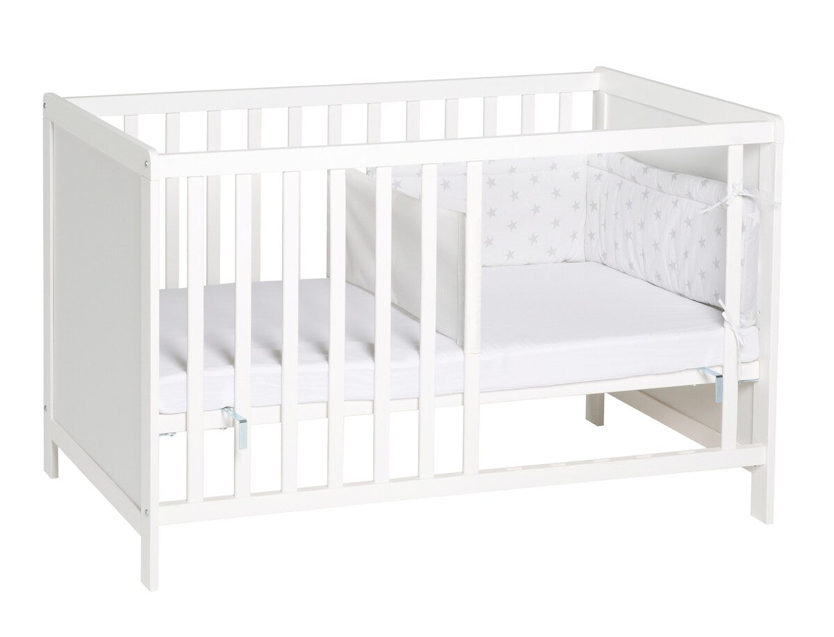 Multifunksjonsseng med bedside-funksjon 60x120 cm stjerner grå bakside