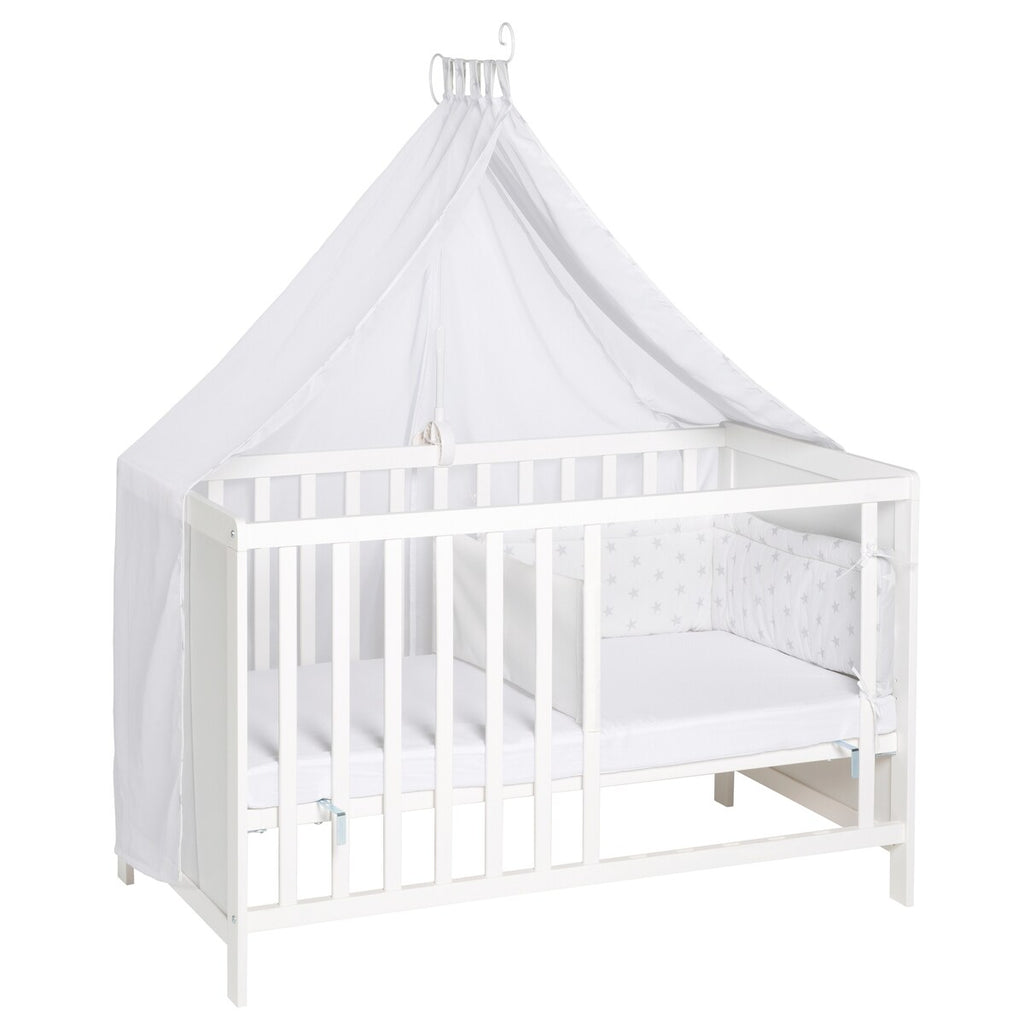 Multifunksjonsseng med bedside-funksjon 60x120 cm stjerner grå forfra
