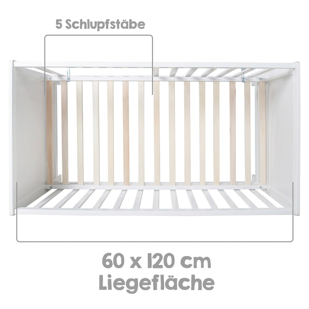 Multifunksjonsseng med bedside-funksjon 60x120 cm stjerner grå med madrass