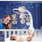 Musikk-uro 3-i-1 med takprojektor og nattlys fra fødsel bakside