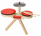 Musikkband med trommer og cymbal fra 3 år forfra