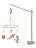 Musikkmobile BABYLON i tre med savanndyr 65 cm forfra
