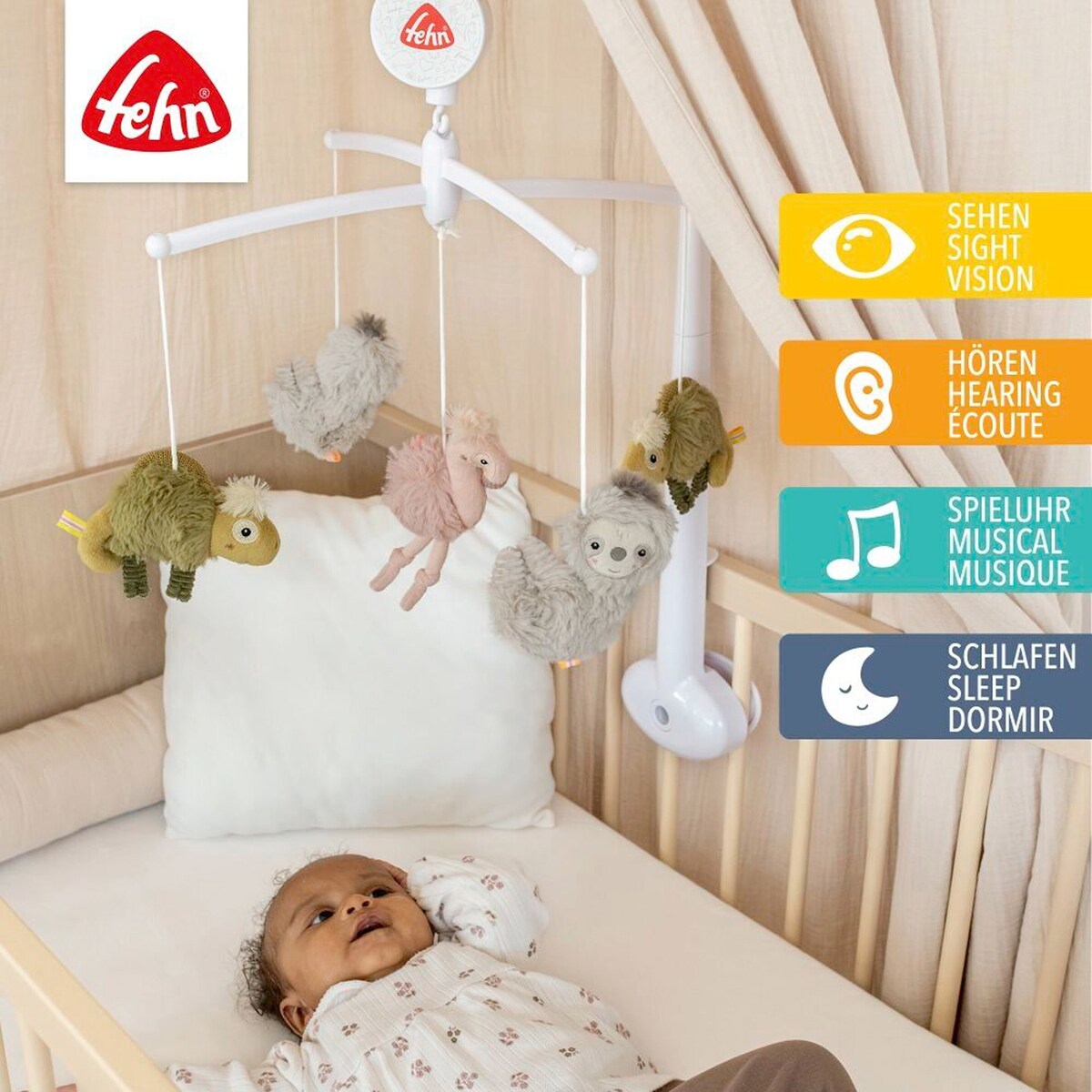Bakside av Musikkmobile Lazy, Crazy & Pink 40 cm, Brahms vuggevise