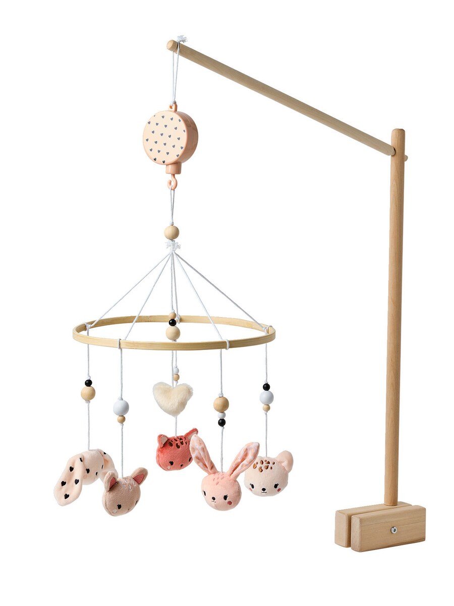 Musikkmobile LOVELY LEO med dyr forfra med leopardprint