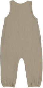 Muslin jumpsuit i økologisk bomull GOTS str 62 68 olive bakside
