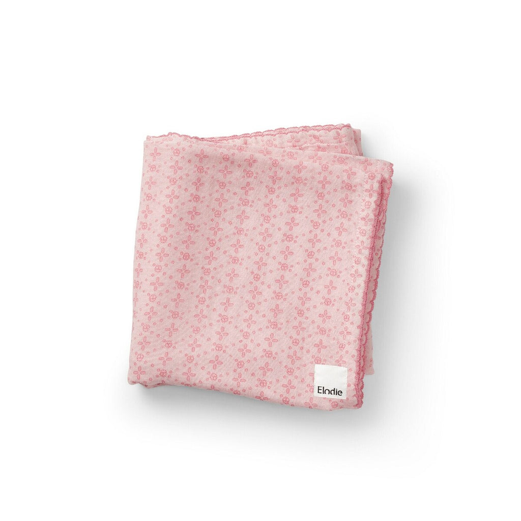 Muslinteppe Embroidery Anglaise Pink 80x80 cm forfra