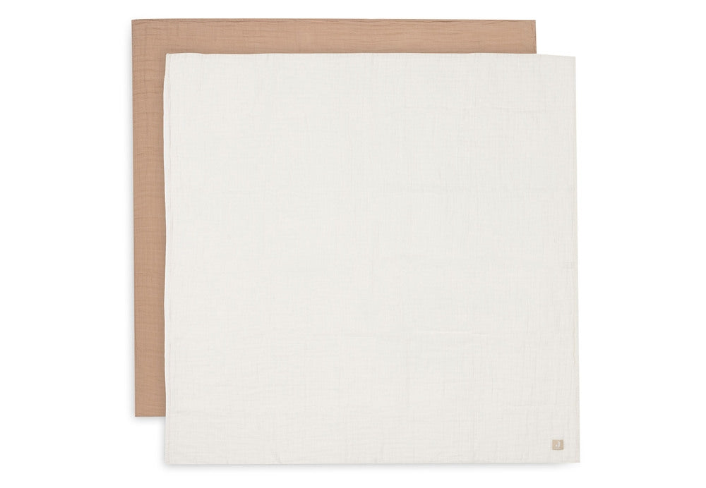 Musseklut 2-pack hydrofil 115x115 cm biscuit/ivory - Jollein forfra