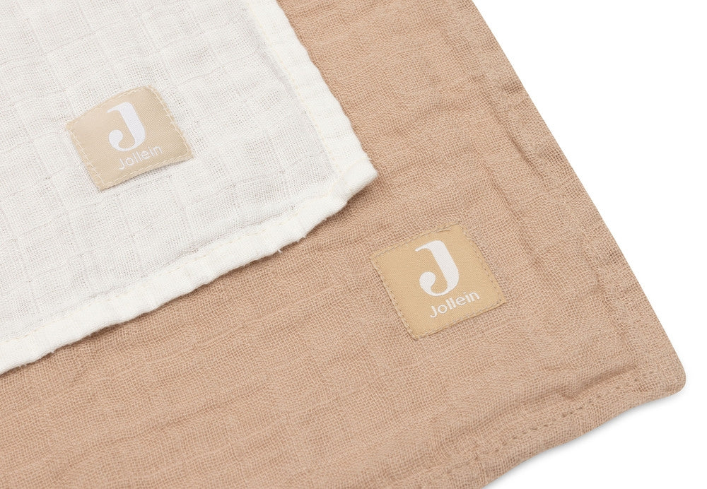Musseklut 2-pack hydrofil 115x115 cm biscuit/ivory - Jollein montert
