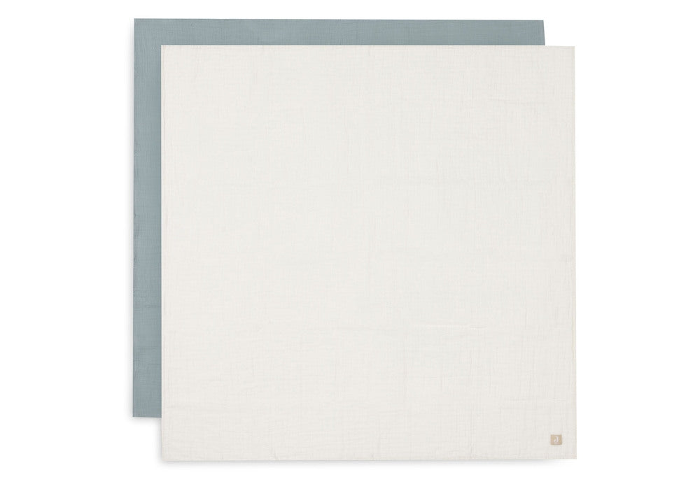 Musseklut 2-pack hydrofil 115x115 cm sjøgrønn/ivory forfra
