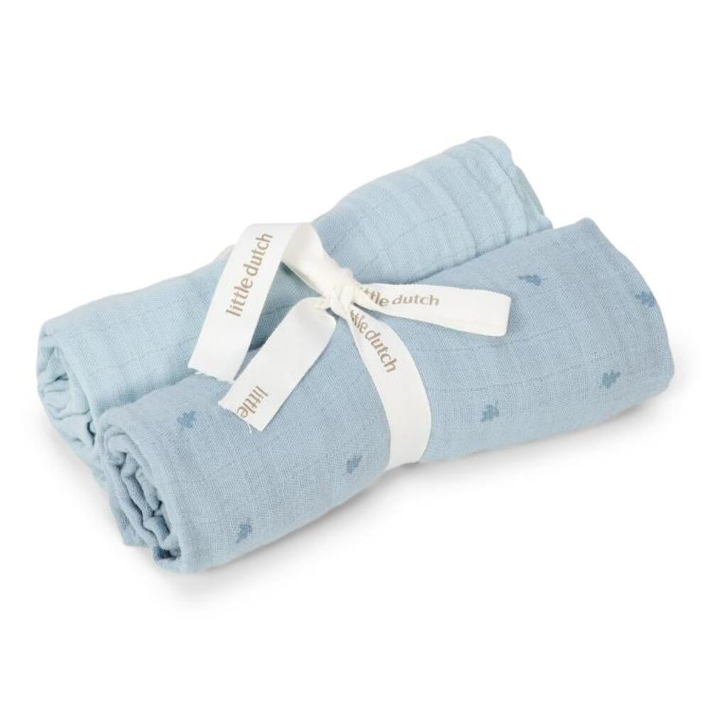 Musseklut økologisk bomull Pure Denim blå - Little Dutch forfra