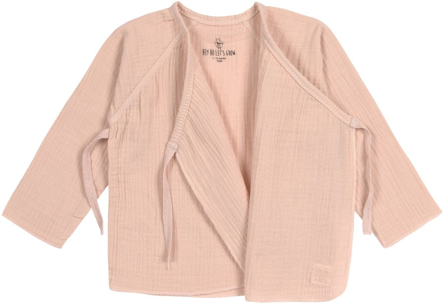 Musselin kimonoomslagsbody GOTS str 50 56 powder pink bakside