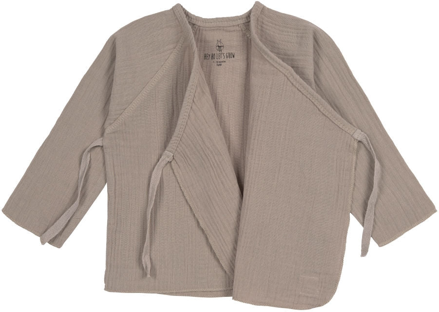 Musselin kimonoomslagsbody GOTS str 50/56 taupe bakside