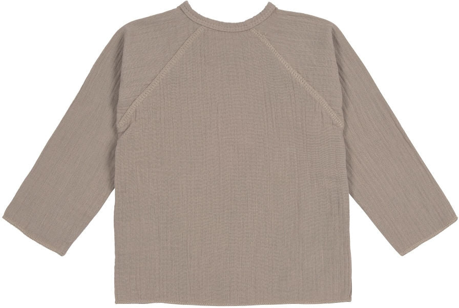 Detaljbilde av Musselin kimonoomslagsbody GOTS str 50/56 taupe