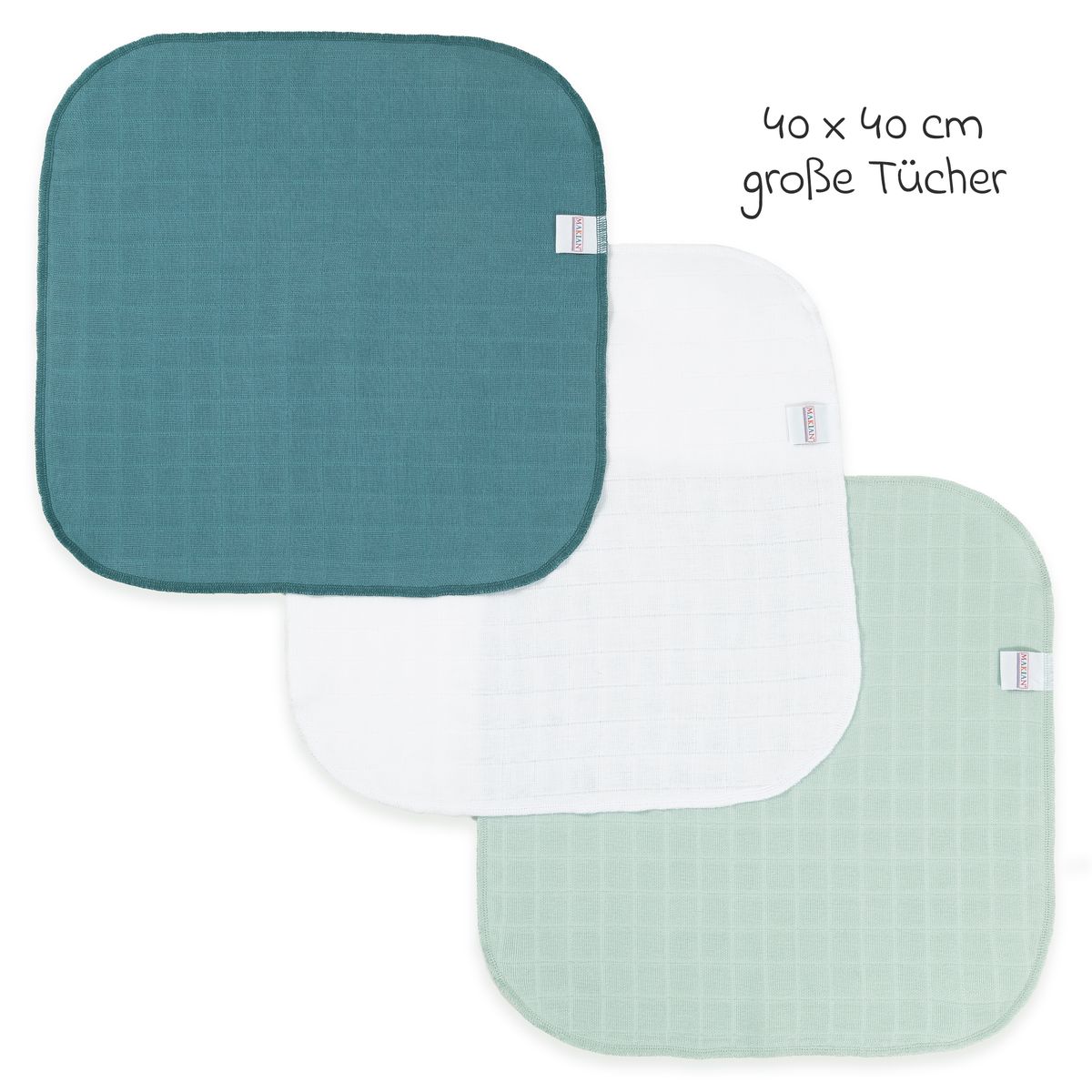 Musselinkluter 9-pakning 40 x 40 cm bomull - Makian