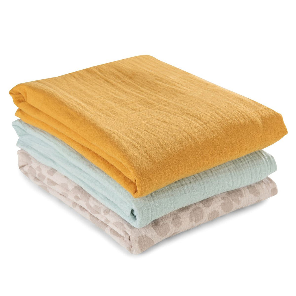 Musselinkluter Cuddle N Clean 3-pack 80 x 80 cm sage/beige bakside