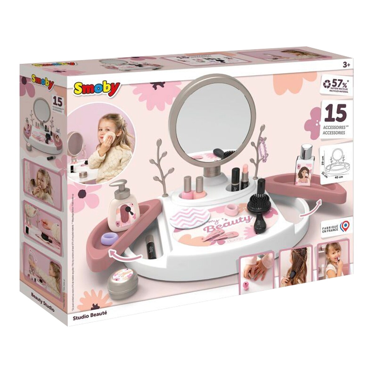 My Beauty Studio med speil og 15 tilbehør smykkestativ