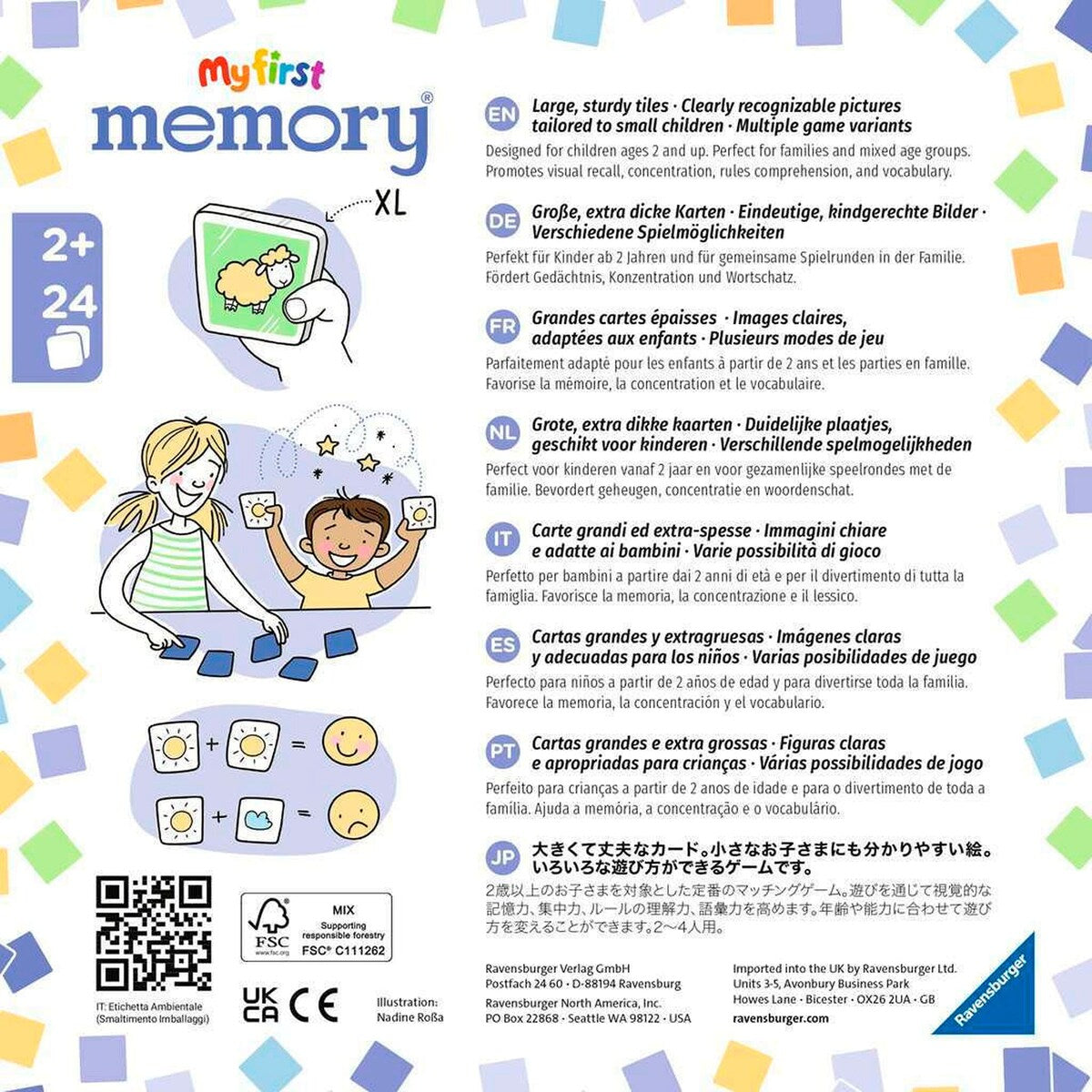 My first memory® mine favoritting baksiden av kort