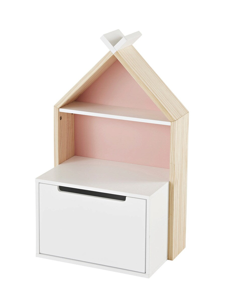 Nattbord Tipili tipi-form MDF 76x46x30 cm hvit bakside vendbar rosa og blå