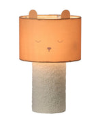 Nattbordslampe BJØRN med teddyfleece-fot detalj av bamseansikt