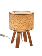 Baksiden av nattbordslampe dino med trefot h30 cm khaki