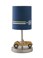 Nattbordslampe dinosaur i tre h30 cm blå forside
