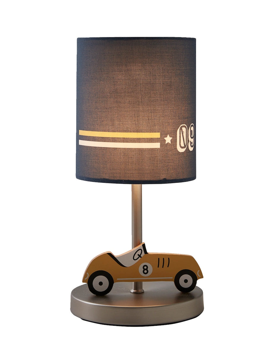 Nattbordslampe dinosaur i tre h30 cm blå bakside