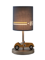 Nattbordslampe dinosaur i tre h30 cm blå bakside