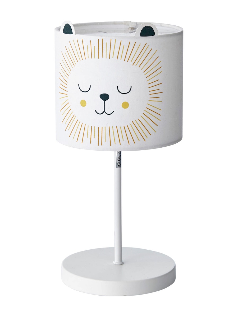 Nattbordslampe løve med ører h32 cm beige forfra
