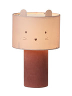 Nattbordslampe med musedesign rosa fløyelsfot bakside