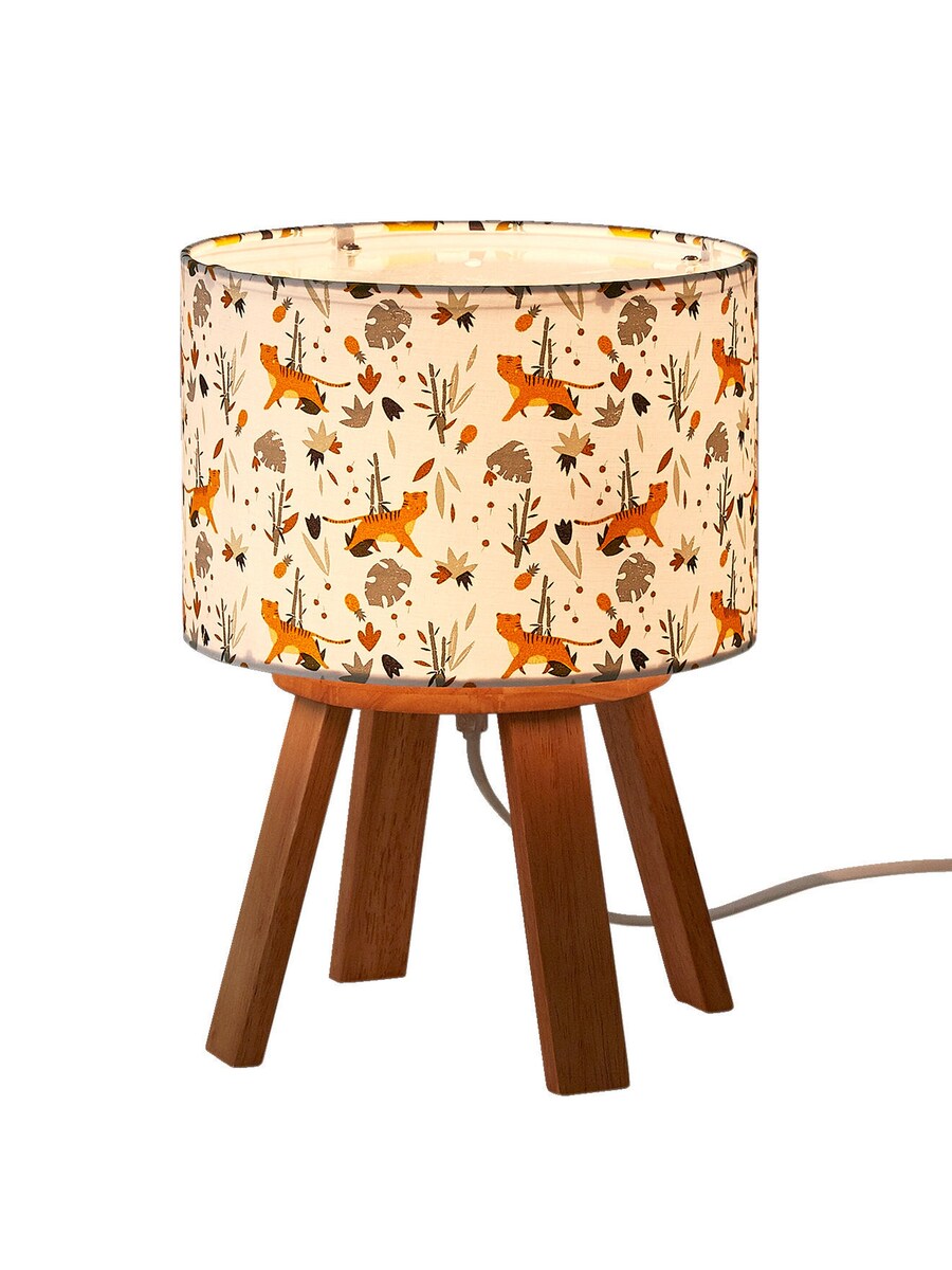 Nattbordslampe pandavenner med jungelmotiv i tre detalj av lampeskjerm