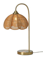 Nattbordslampe i rotting med messingfot 47 cm bakside