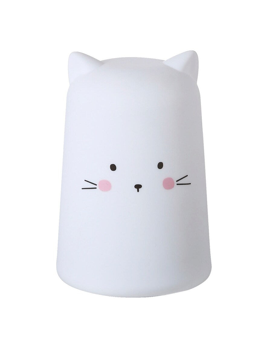 Nattlys katt oppladbart LED silikon 14,5 cm forfra