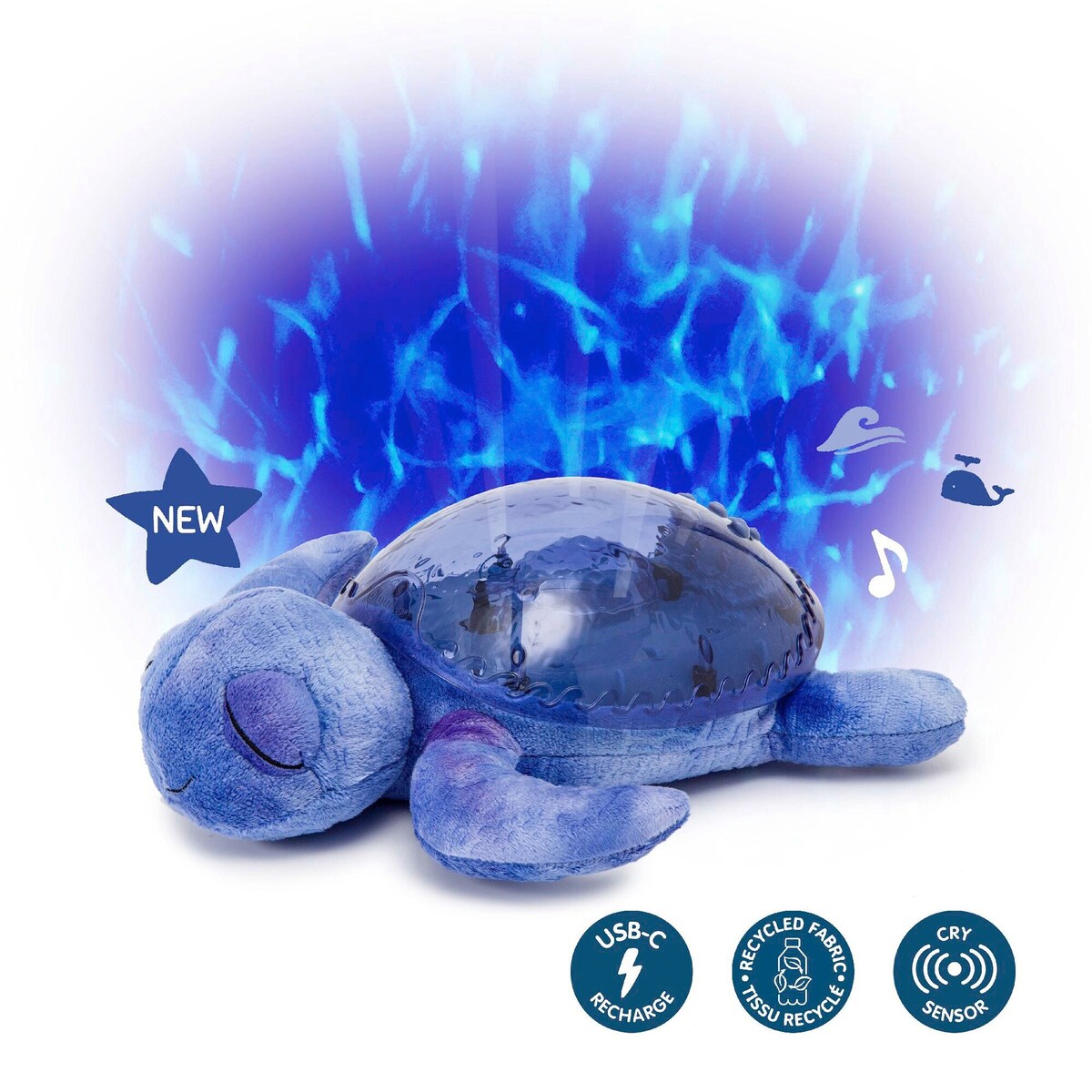 Nattlys med projektor Tranquil Turtle, USB-C - Cloud B