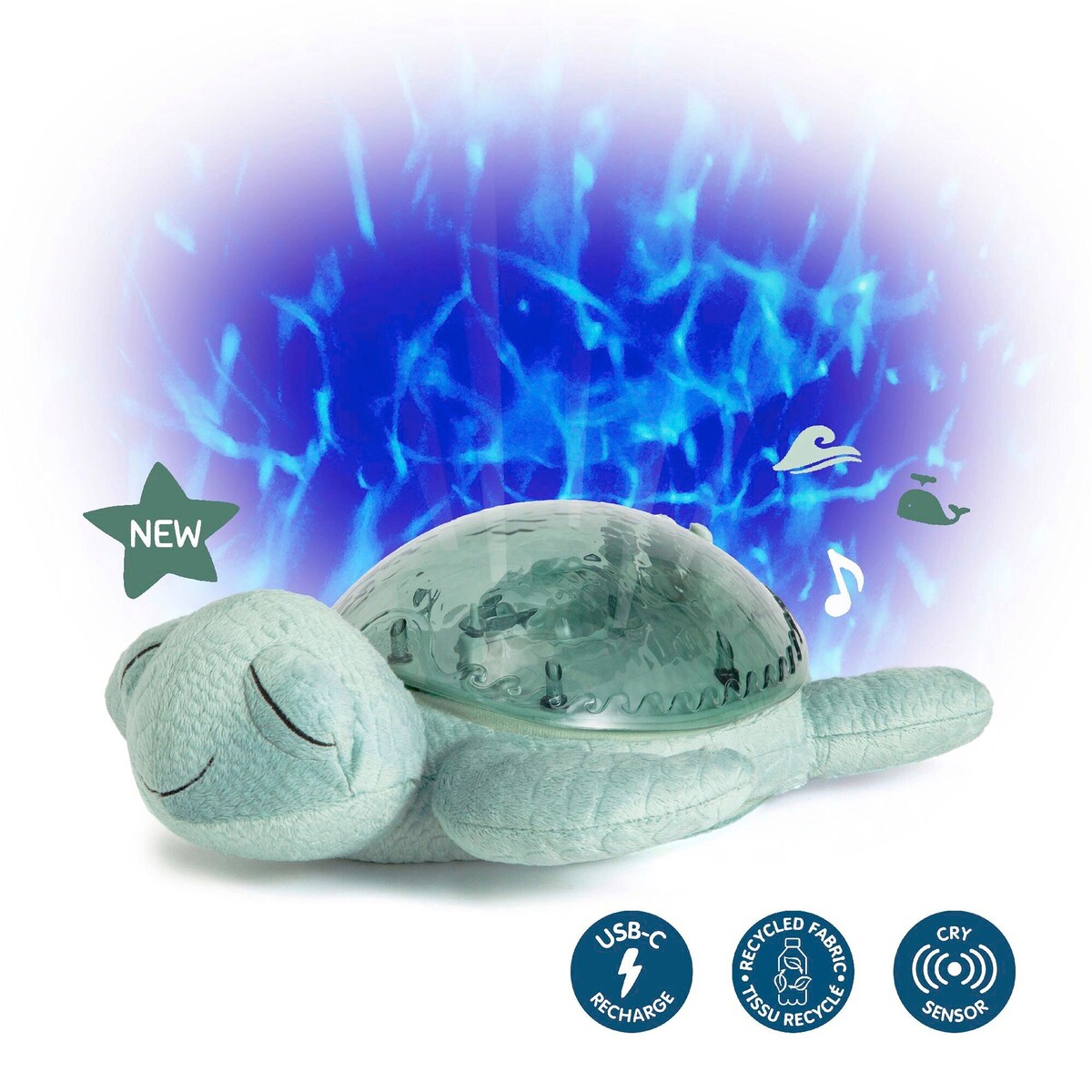 Nattlys med projektor Tranquil Turtle USB-C bakside