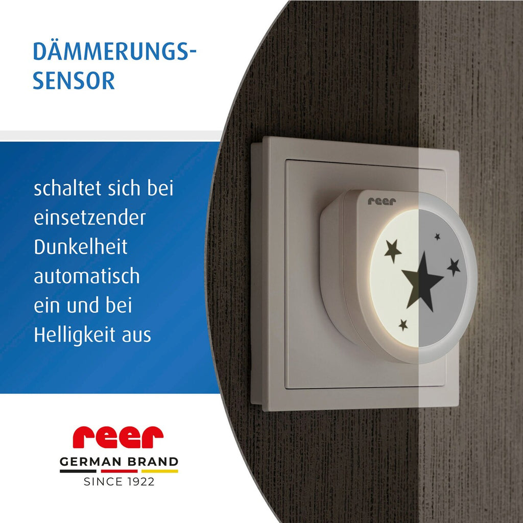 Nattlys Night Guide Star med skumringssensor LED med stjernemotiv
