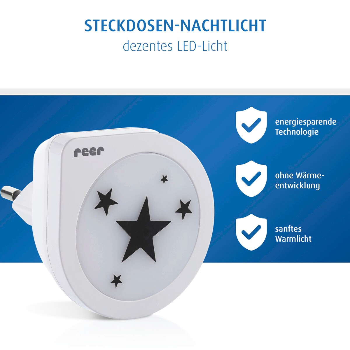 Nattlys Night Guide Star med skumringssensor LED sett fra siden