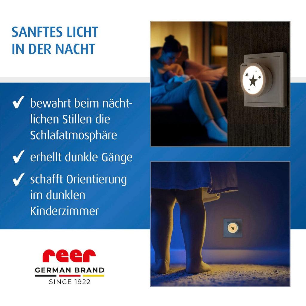 Nattlys Night Guide Star med skumringssensor LED i barnerom