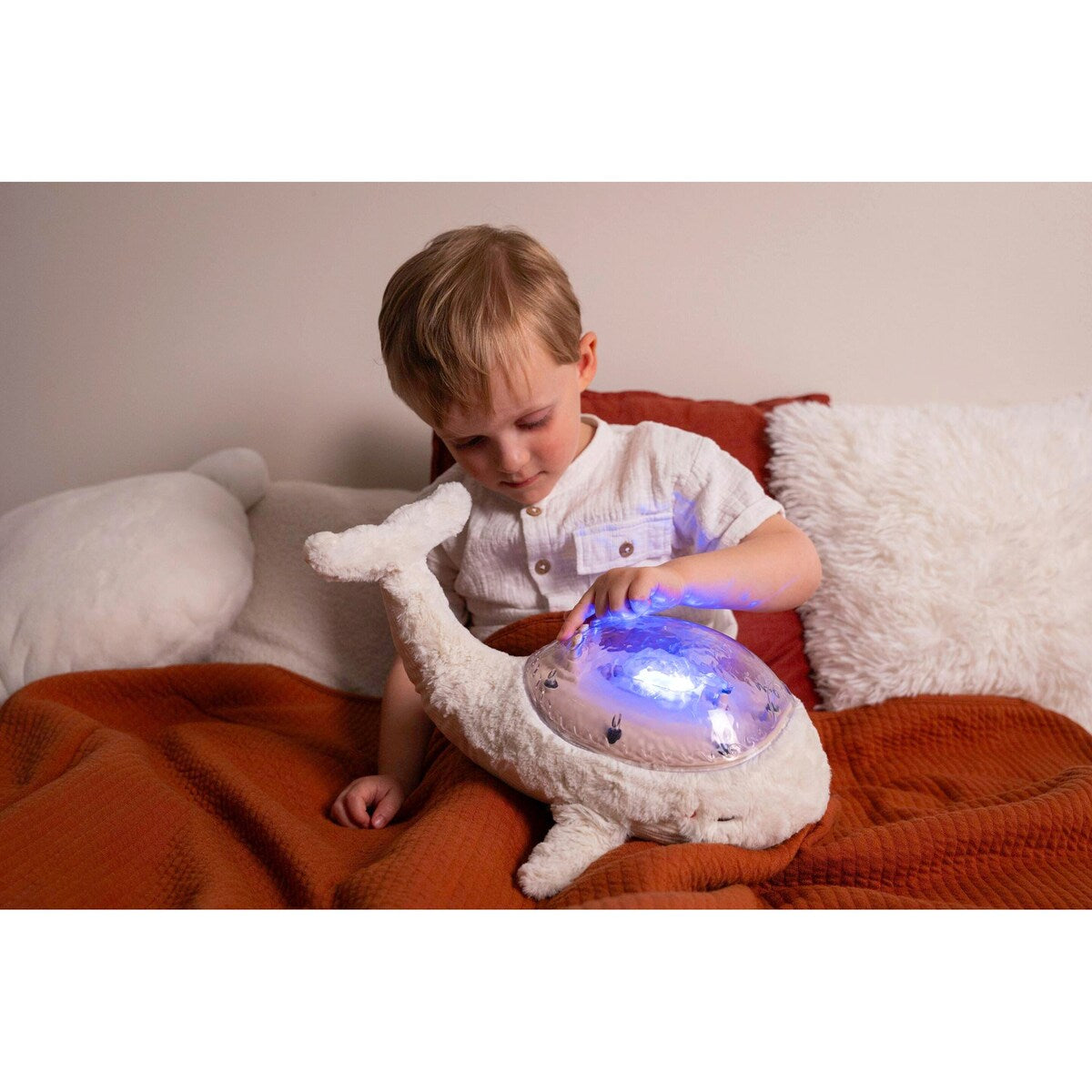 Nattlys med projektor Tranquil Whale med lyder tekstil materiale