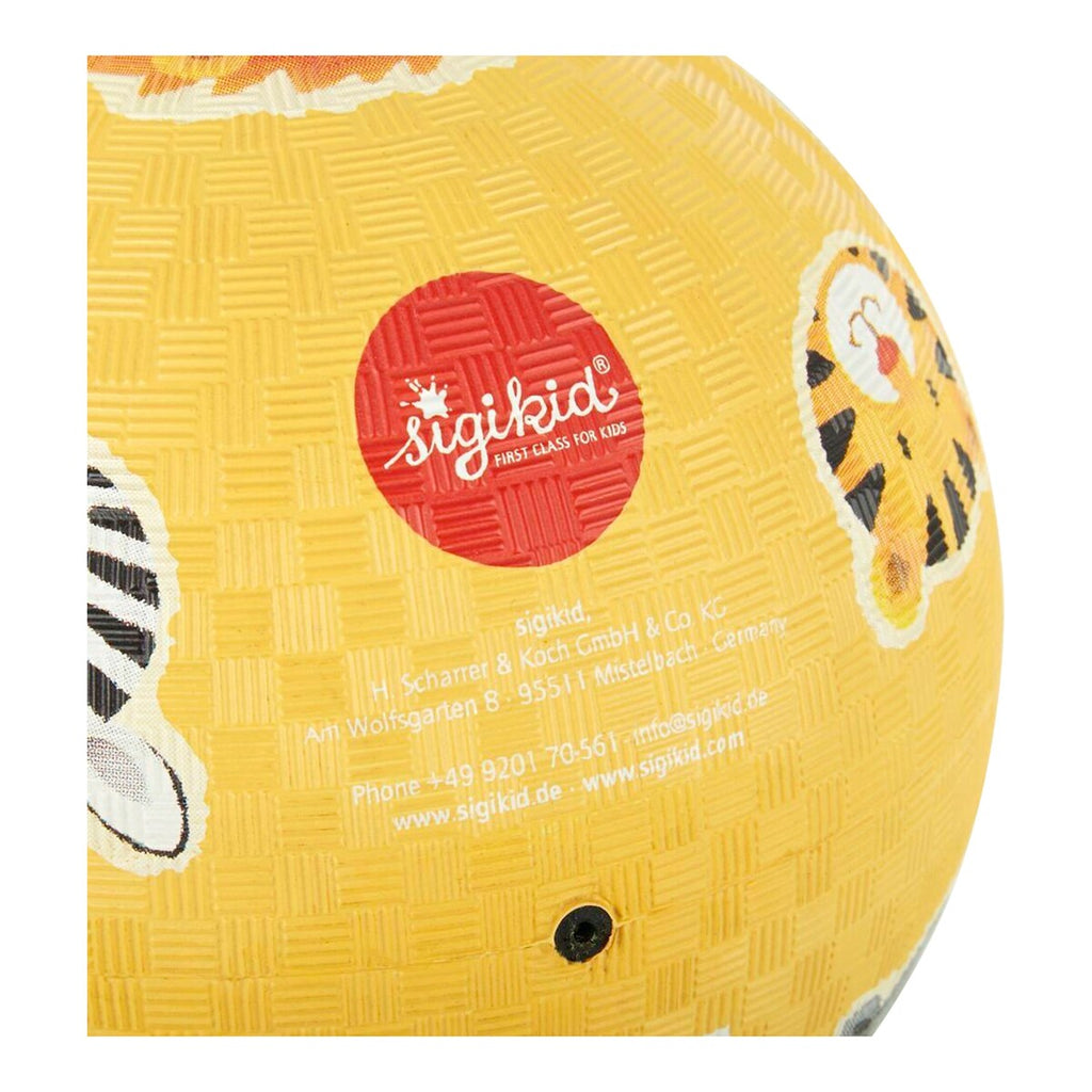 Naturgummiball med dyremotiv 17 cm montert og klar til lek