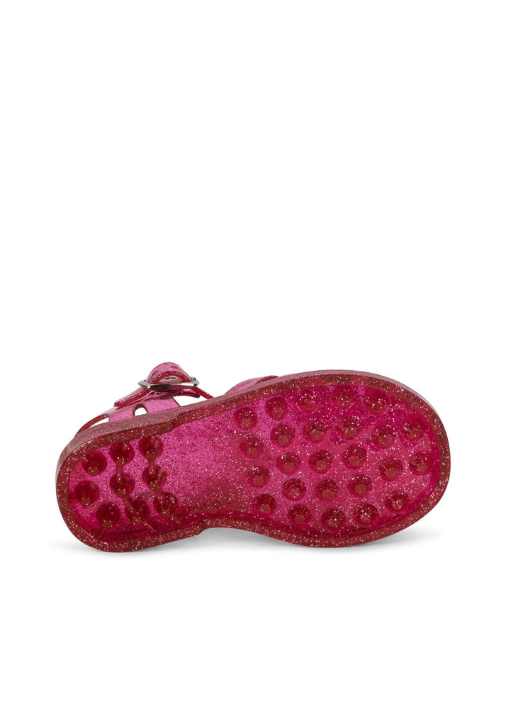 Detalj av spenne på Nea glitter-sandaler med spenne sangria str. 21